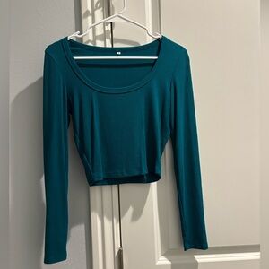 Teal Long Sleeve Crop Top